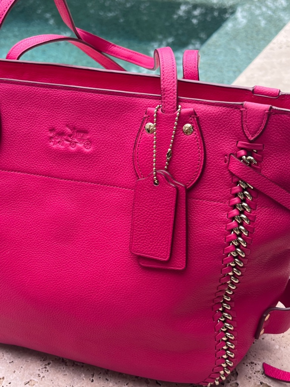 RARE COACH “Pink Ruby” Tatum Shoulder Tote - Picture 2 of 15